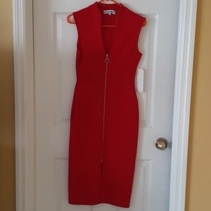 Red zippered front dress